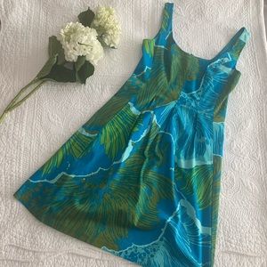 Blue and Green Printed Dress